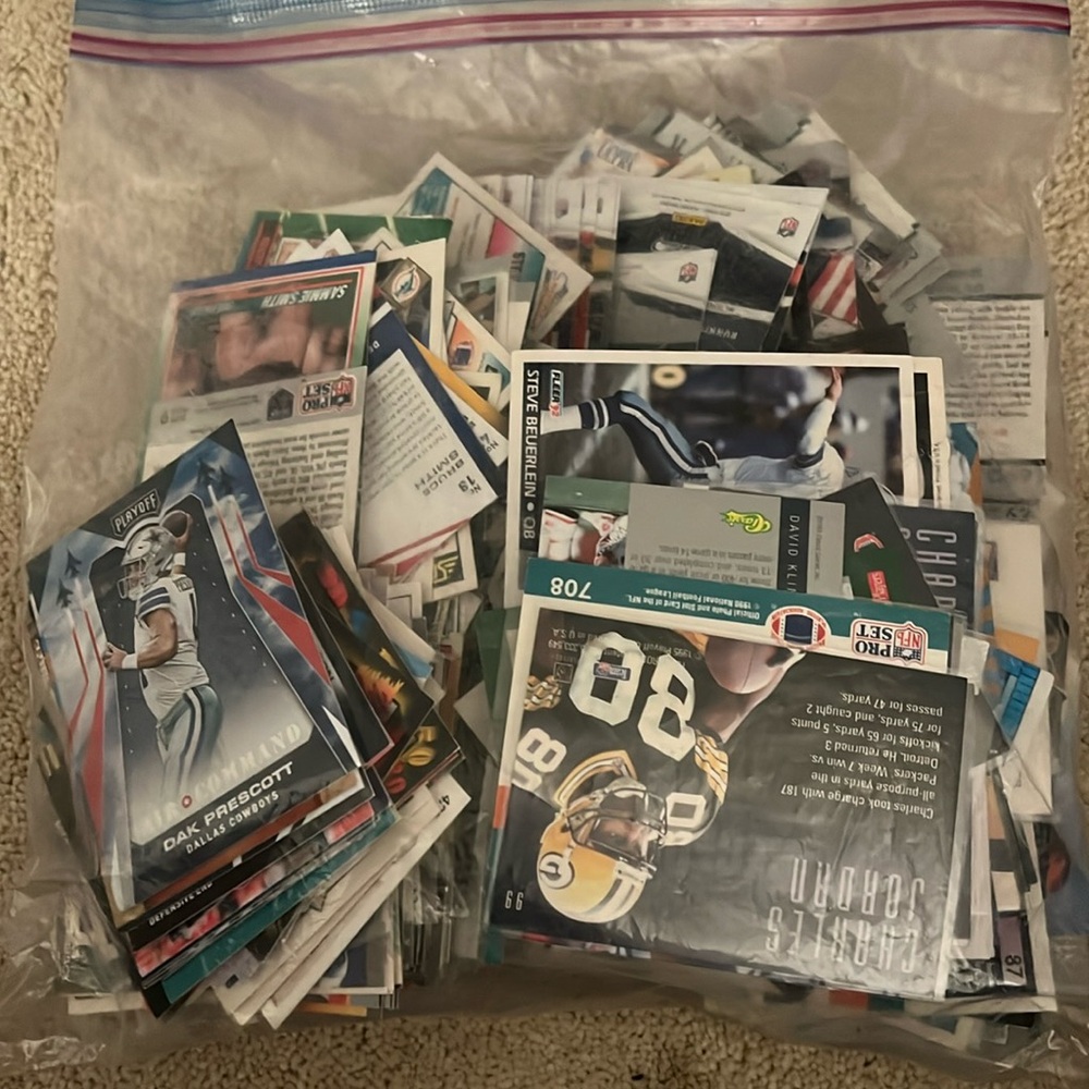 bag of sports cards